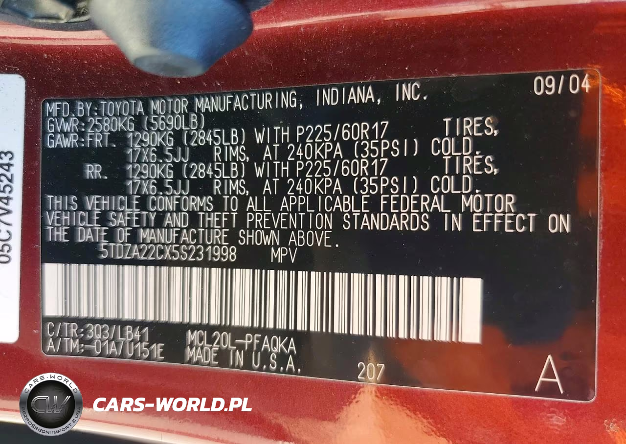 2005 Toyota Sienna Xle Limited 7 Passenger VIN:5TDZA22CX5S231998 - 13
