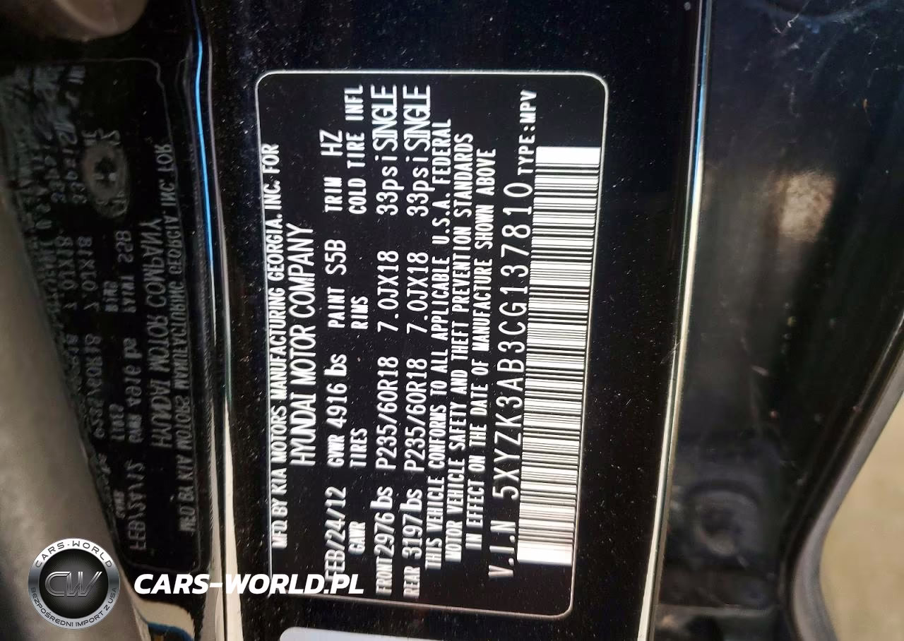 2012 Hyundai Santa Fe Limited VIN:5XYZK3AB3CG137810 - 13