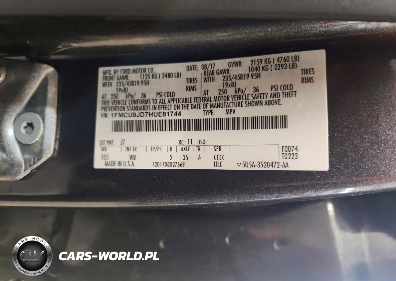 2017 Ford Escape Titanium VIN:1FMCU9JD7HUE81744 - 13