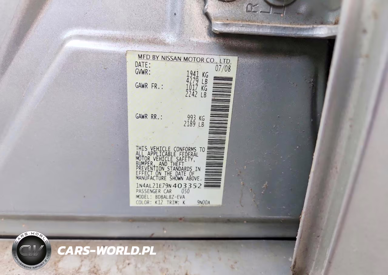 2009 Nissan Altima 2.5 VIN:1N4AL21E79N403352 - 12
