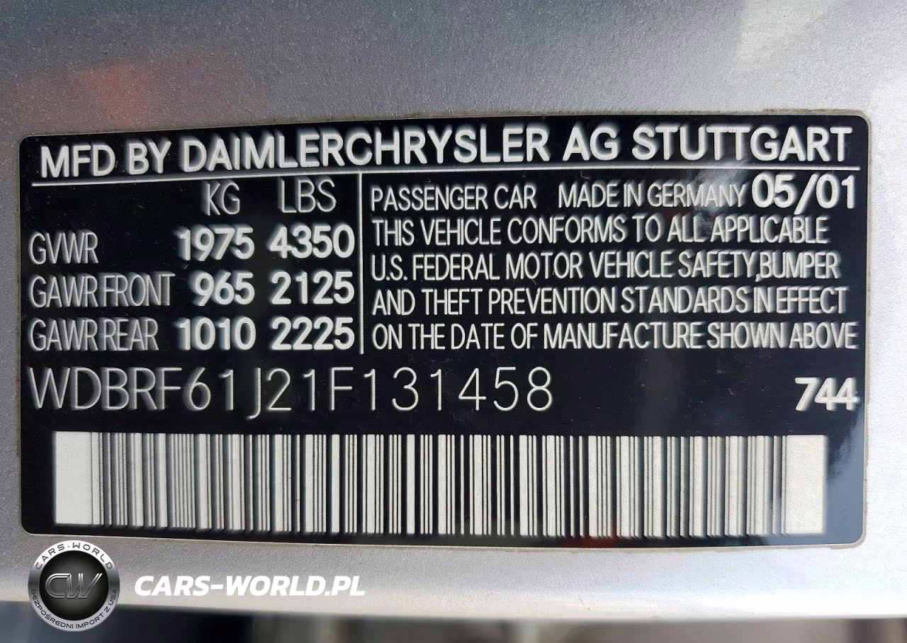 2001 Mercedes-Benz C 240 VIN:WDBRF61J21F131458 - 12