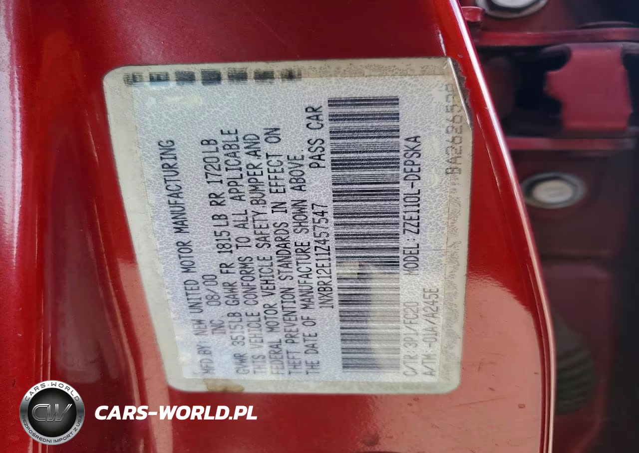 2001 Toyota Corolla S VIN:1NXBR12E11Z457547 - 12