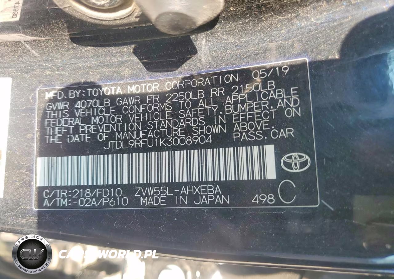 2019 Toyota Prius Le Awd-E VIN:JTDL9RFU1K3008904 - 12