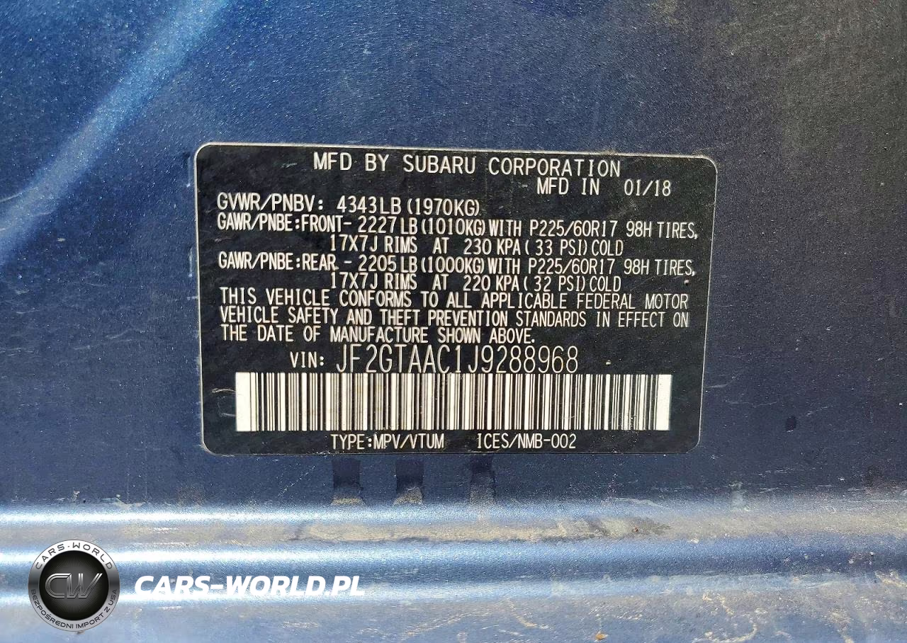 2018 Subaru Crosstrek VIN:JF2GTAAC1J9288968 - 12