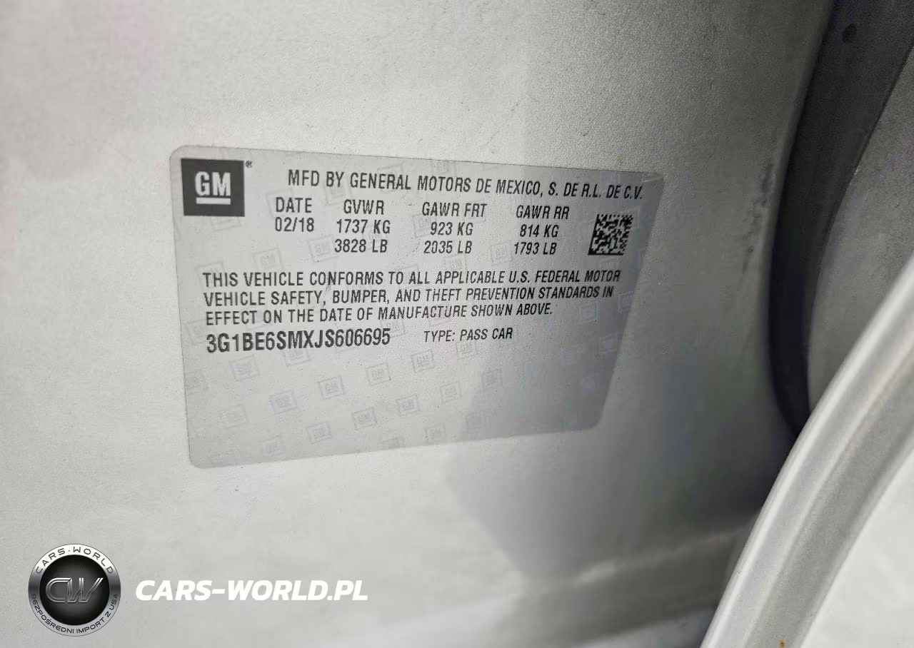 2018 Chevrolet Cruze Lt VIN:3G1BE6SMXJS606695 - 12