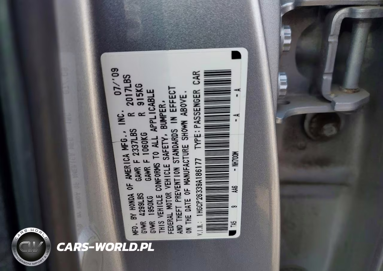 2009 Honda Accord Lx VIN:1HGCP26339A186177 - 12