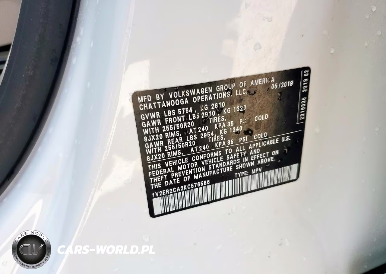 2019 Volkswagen Atlas Sel VIN:1V2ER2CA2KC576586 - 13