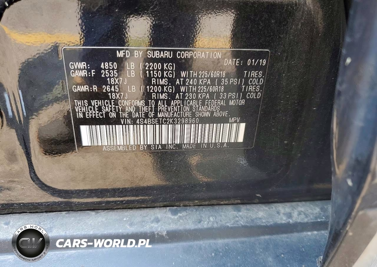 2019 Subaru Outback Touring VIN:4S4BSETC2K3298960 - 13