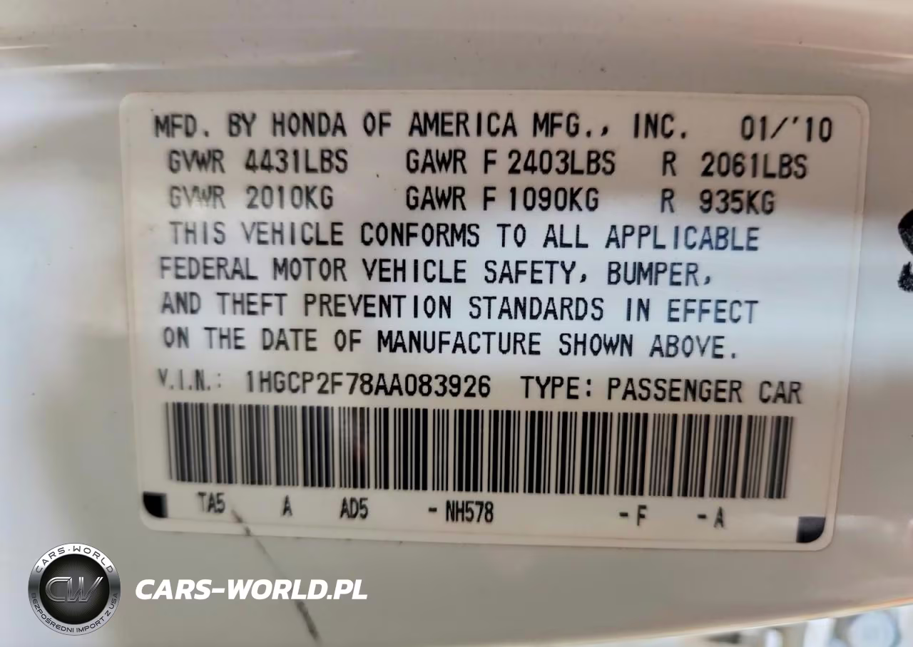 2010 Honda Accord Ex VIN:1HGCP2F78AA083926 - 13