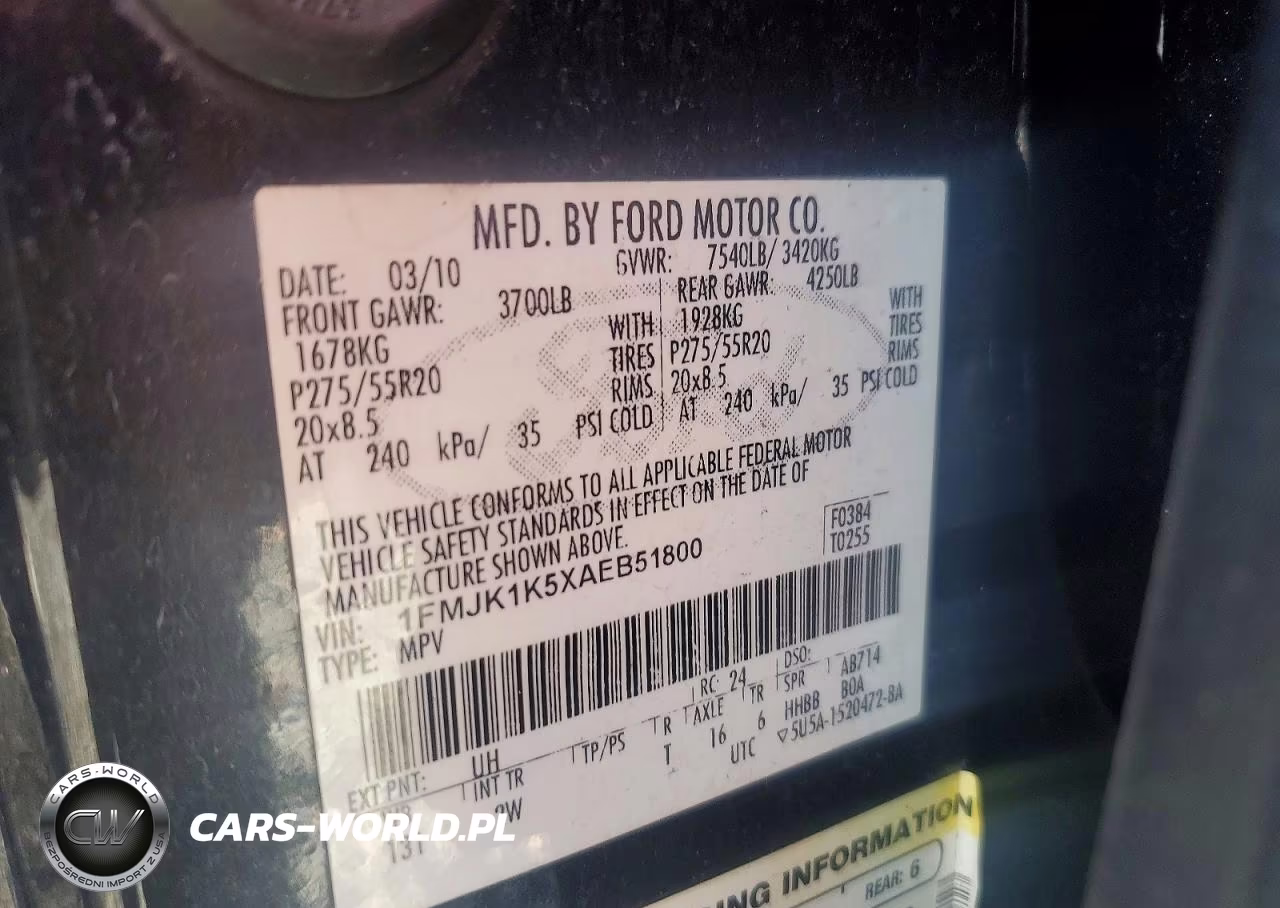 2010 Ford Expedition El Limited VIN:1FMJK1K5XAEB51800 - 12