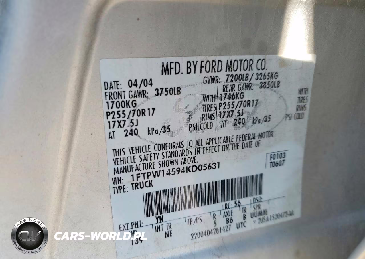 2004 Ford F150 Supercrew VIN:1FTPW14594KD05631 - 12