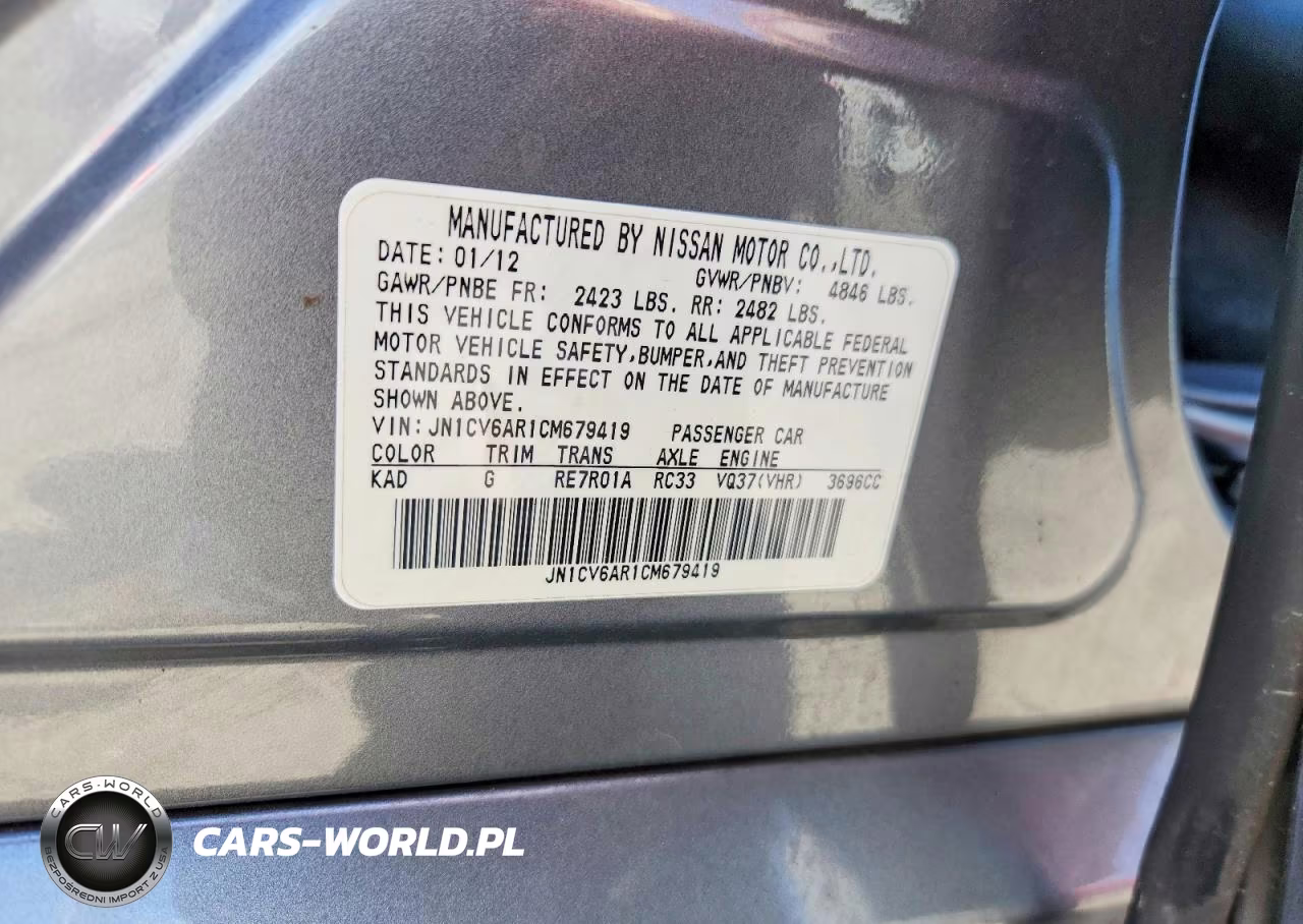 2012 Infiniti G37 Sedan X VIN:JN1CV6AR1CM679419 - 12