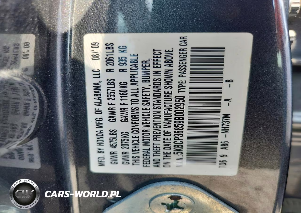 2009 Honda Accord Exl VIN:5KBCP36859B002950 - 13
