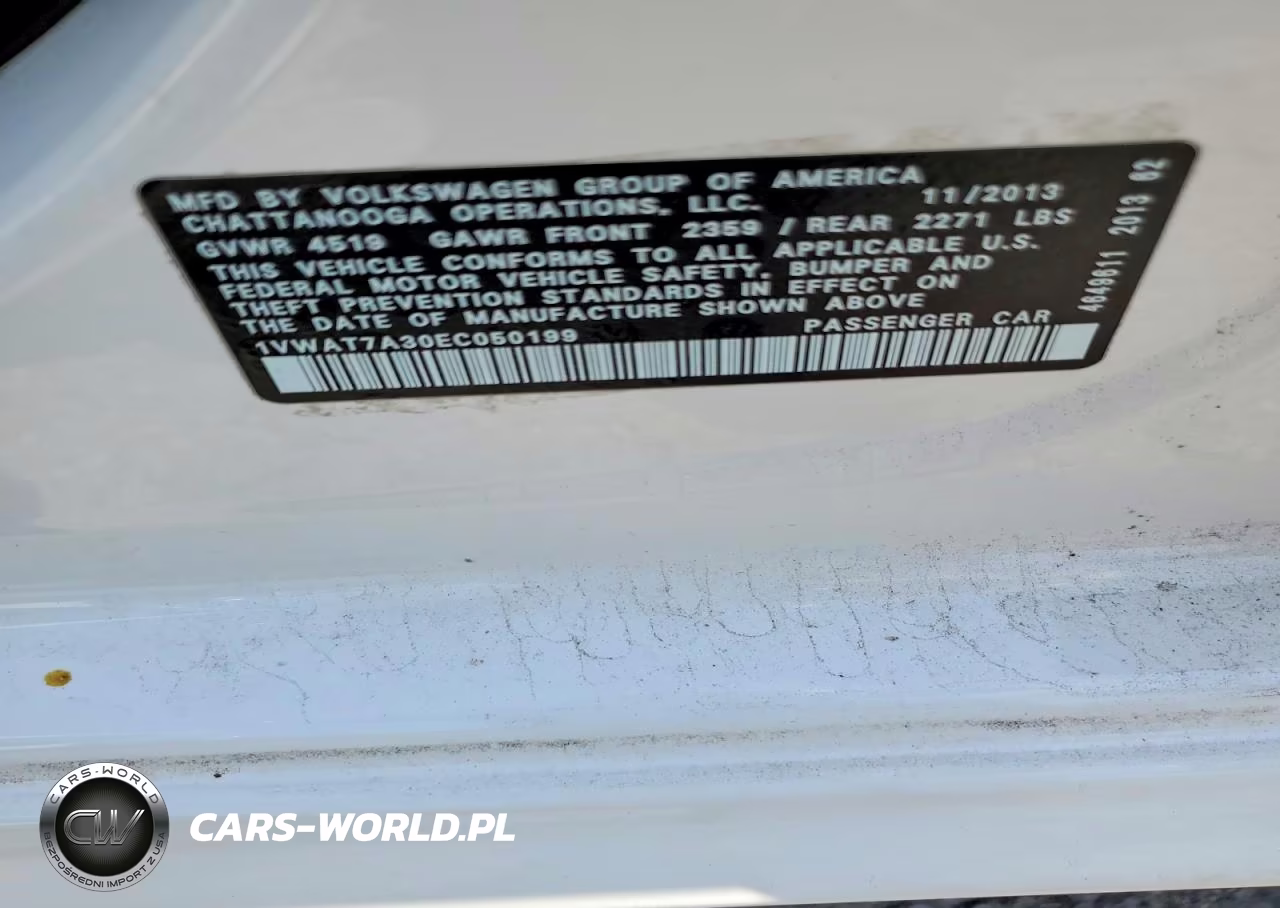 2014 Volkswagen Passat S VIN:1VWAT7A30EC050199 - 12