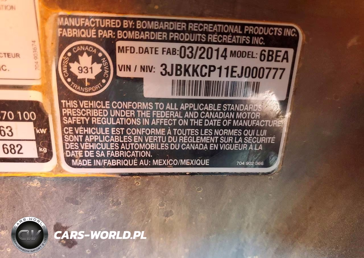 2014 Can-Am Commander 1000 Xt VIN:3JBKKCP11EJ000777 - 10