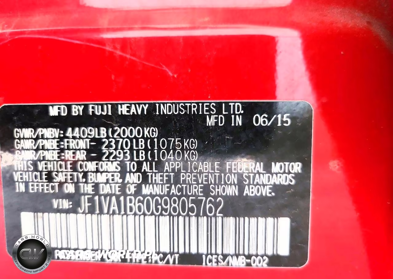 2016 Subaru Wrx VIN:JF1VA1B60G9805762 - 13