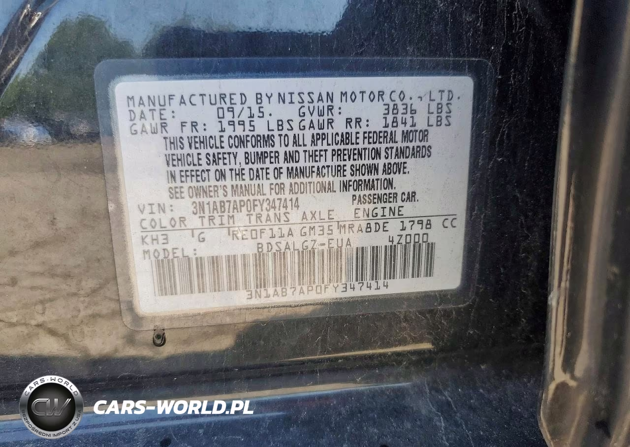 2015 Nissan Sentra S VIN:3N1AB7AP0FY347414 - 12