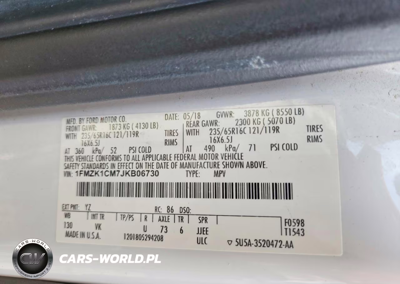 2018 Ford Transit T-150 VIN:1FMZK1CM7JKB06730 - 13