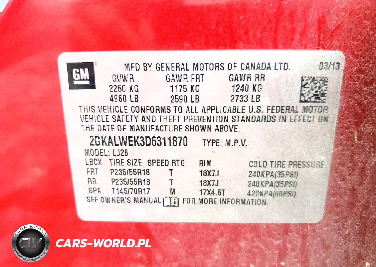 2013 GMC Terrain Slt VIN:2GKALWEK3D6311870 - 13