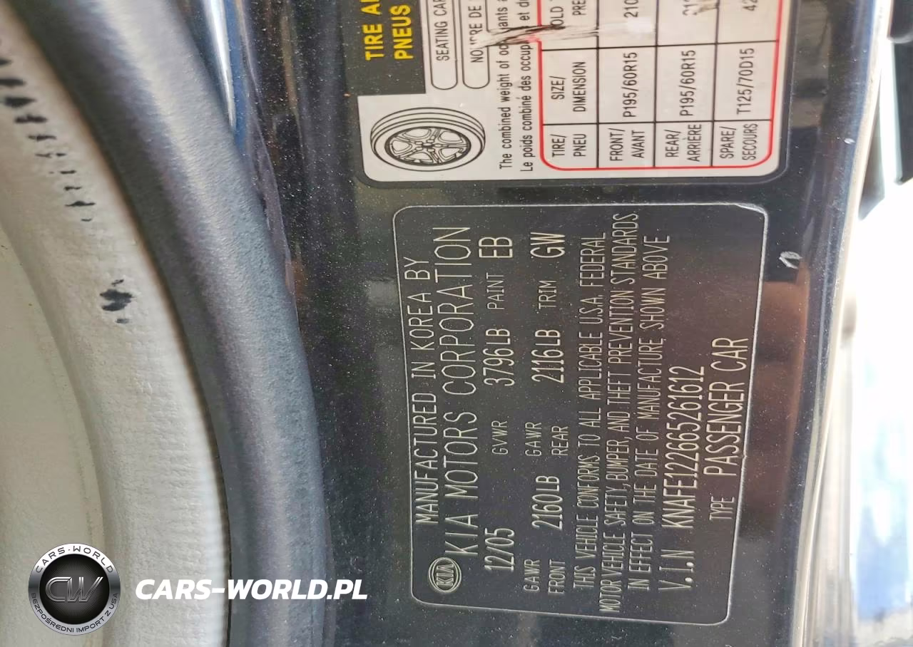 2006 Kia Spectra Ex VIN:KNAFE122665261612 - 13