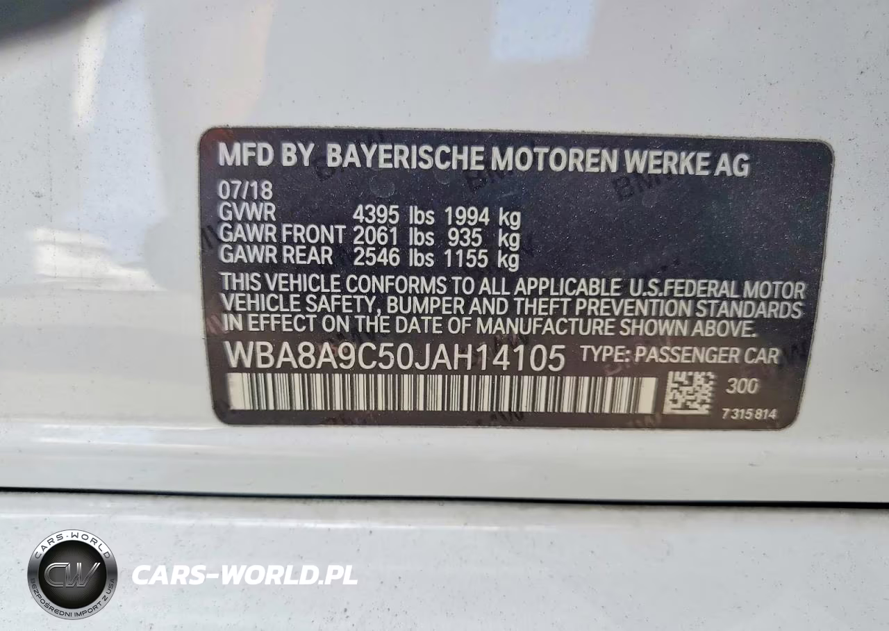 2018 BMW 320 I VIN:WBA8A9C50JAH14105 - 12