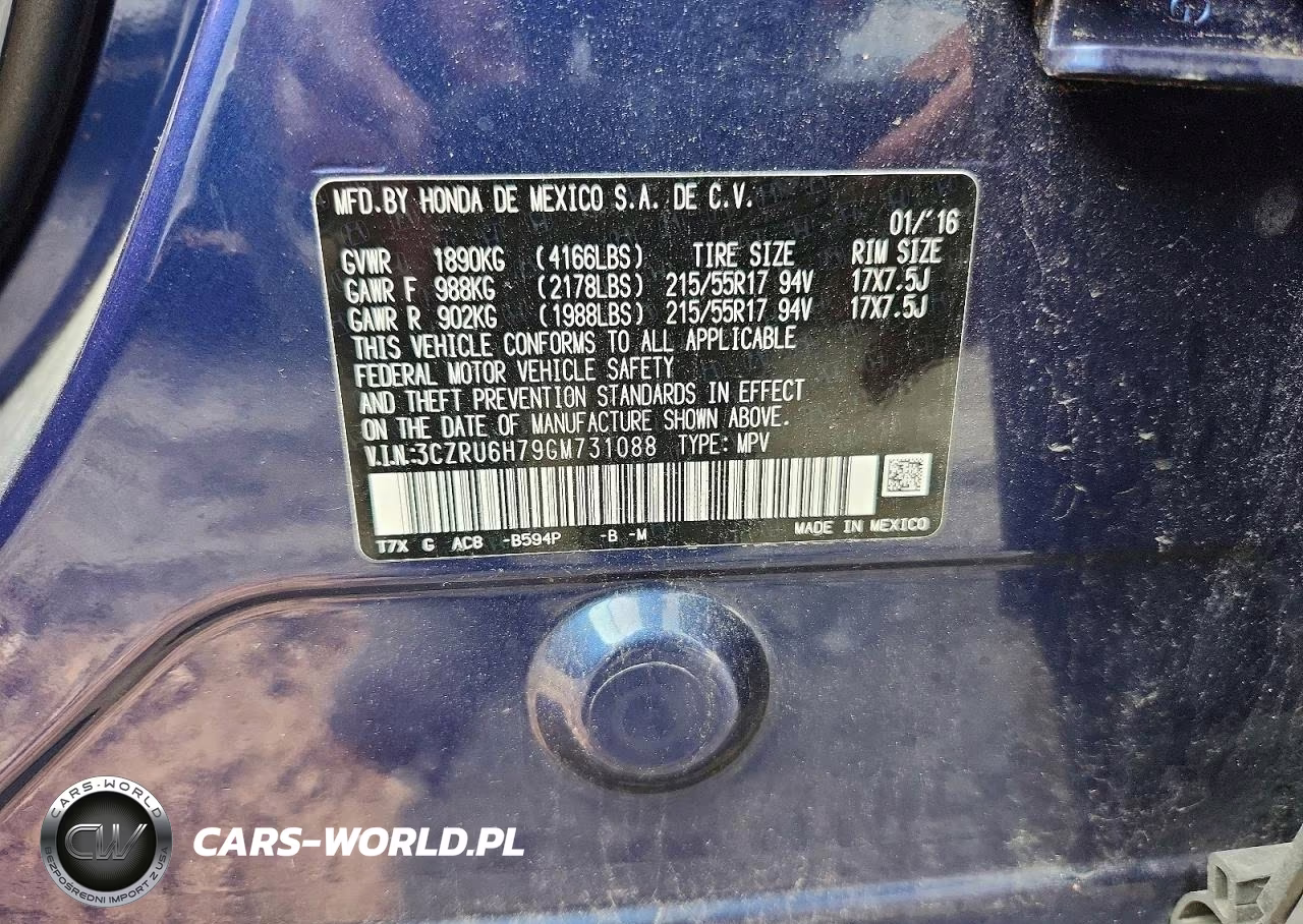 2016 Honda Hr-V Exl VIN:3CZRU6H79GM731088 - 14