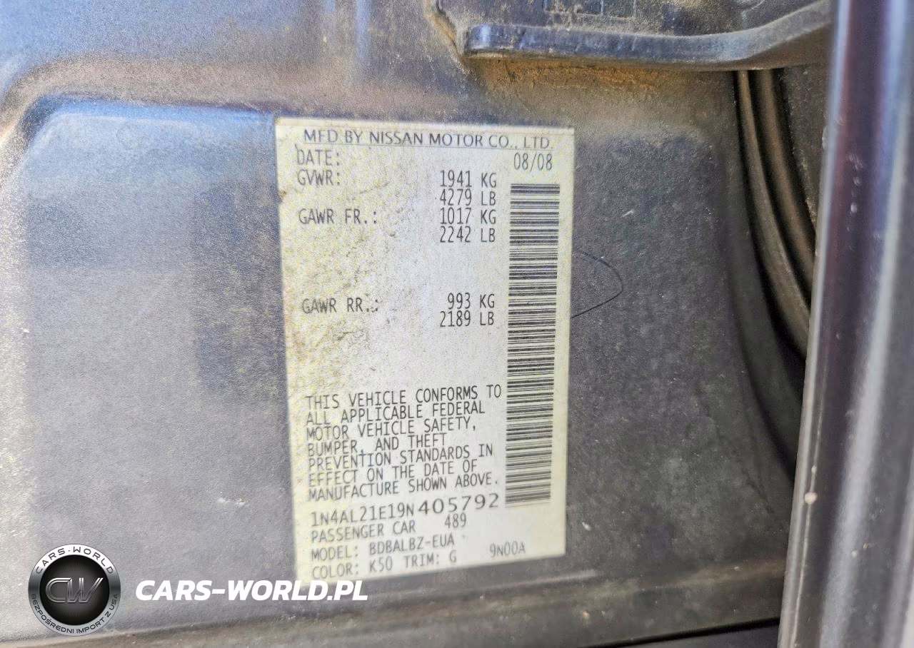 2009 Nissan Altima 2.5 VIN:1N4AL21E19N405792 - 12