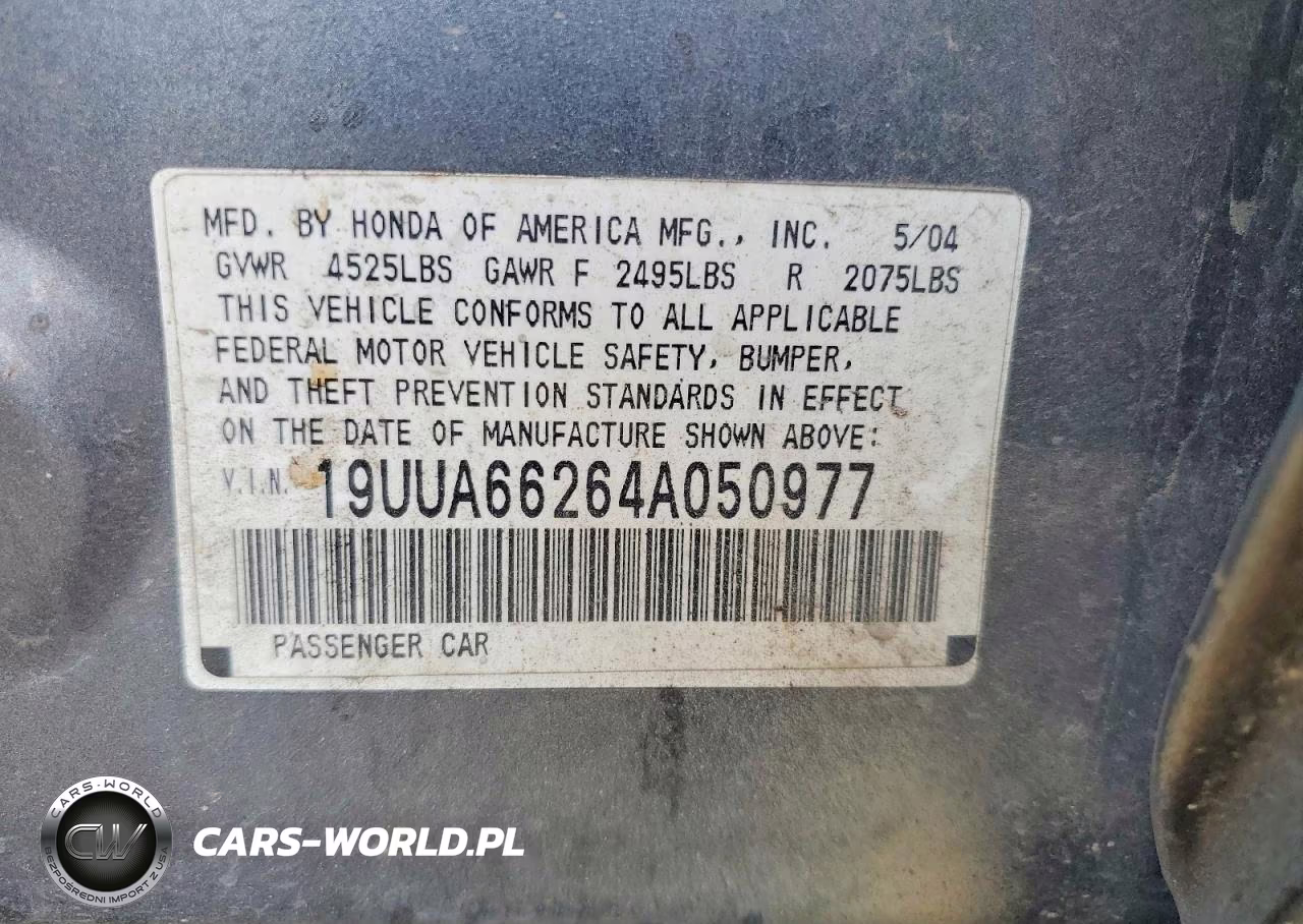 2004 Acura Tl VIN:19UUA66264A050977 - 12