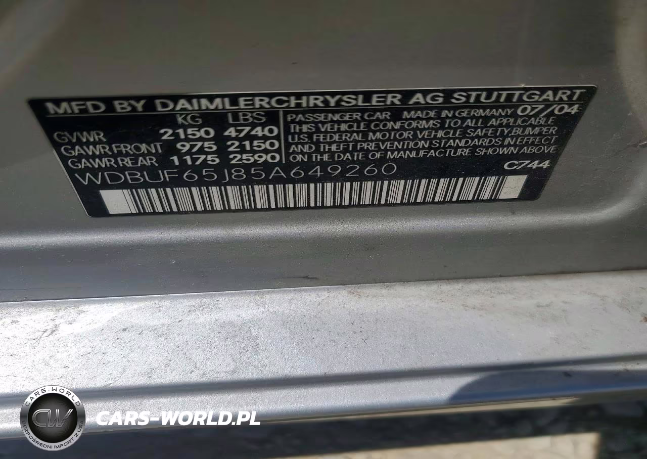 2005 Mercedes-Benz E 320 VIN:WDBUF65J85A649260 - 12