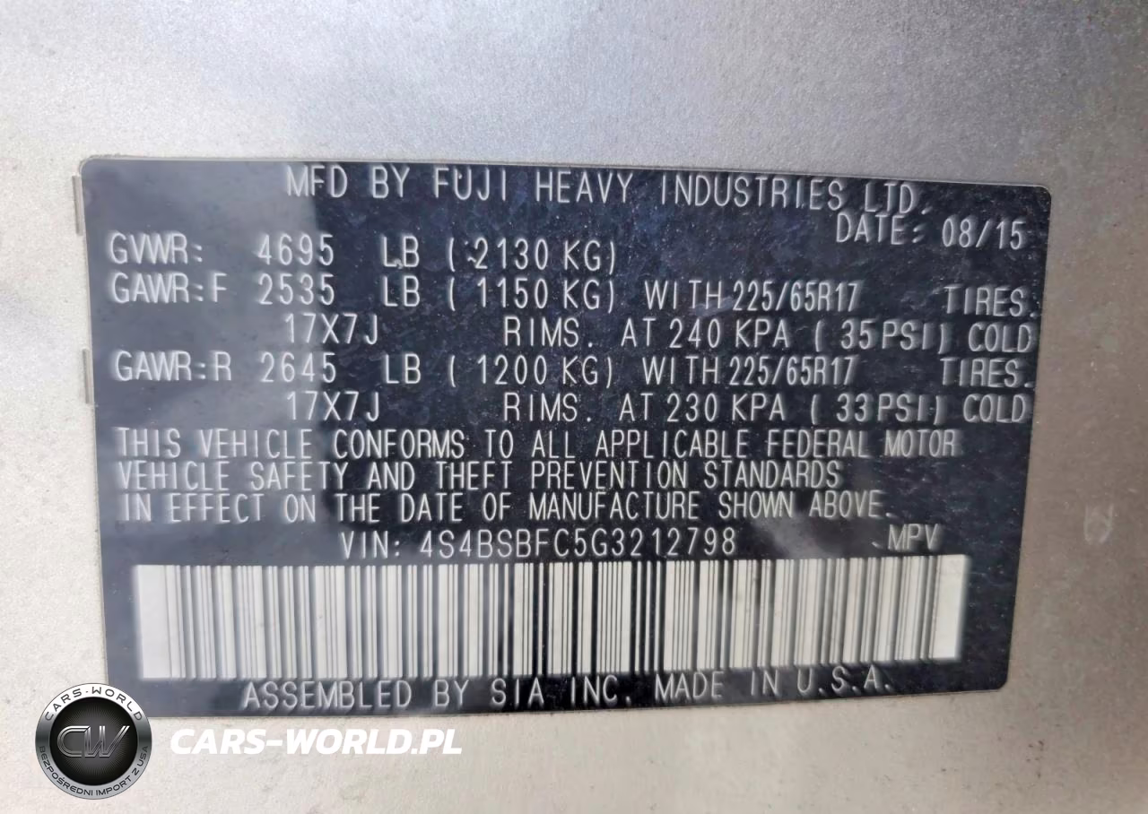 2016 Subaru Outback 2.5I Premium VIN:4S4BSBFC5G3212798 - 14