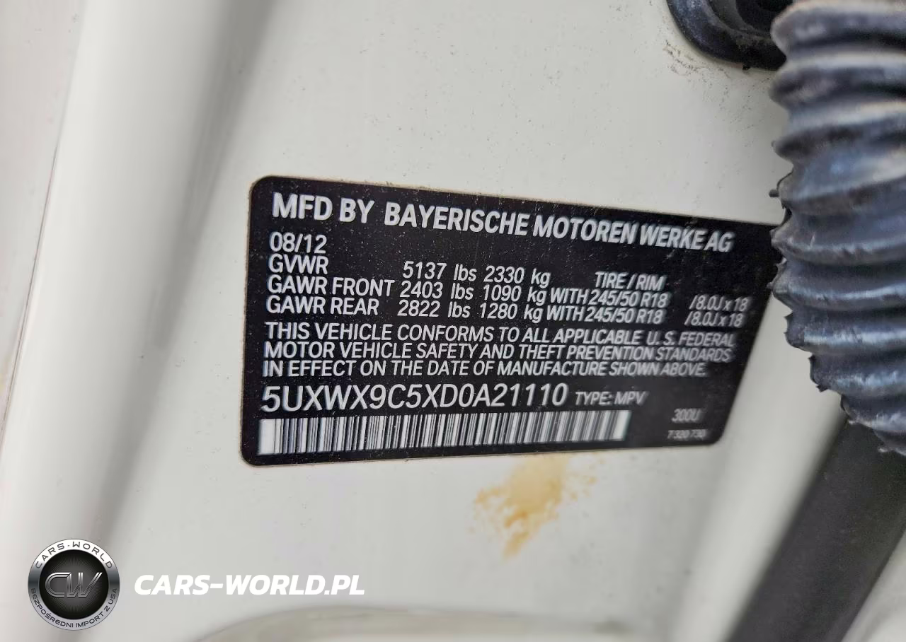 2013 BMW X3 xDrive28I VIN:5UXWX9C5XD0A21110 - 12