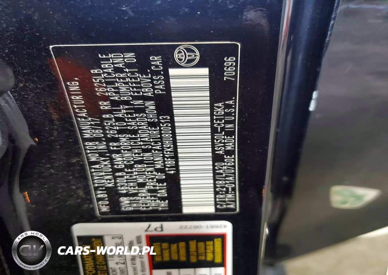 2017 Toyota Camry Xle VIN:4T1BF1FK9HU800513 - 12