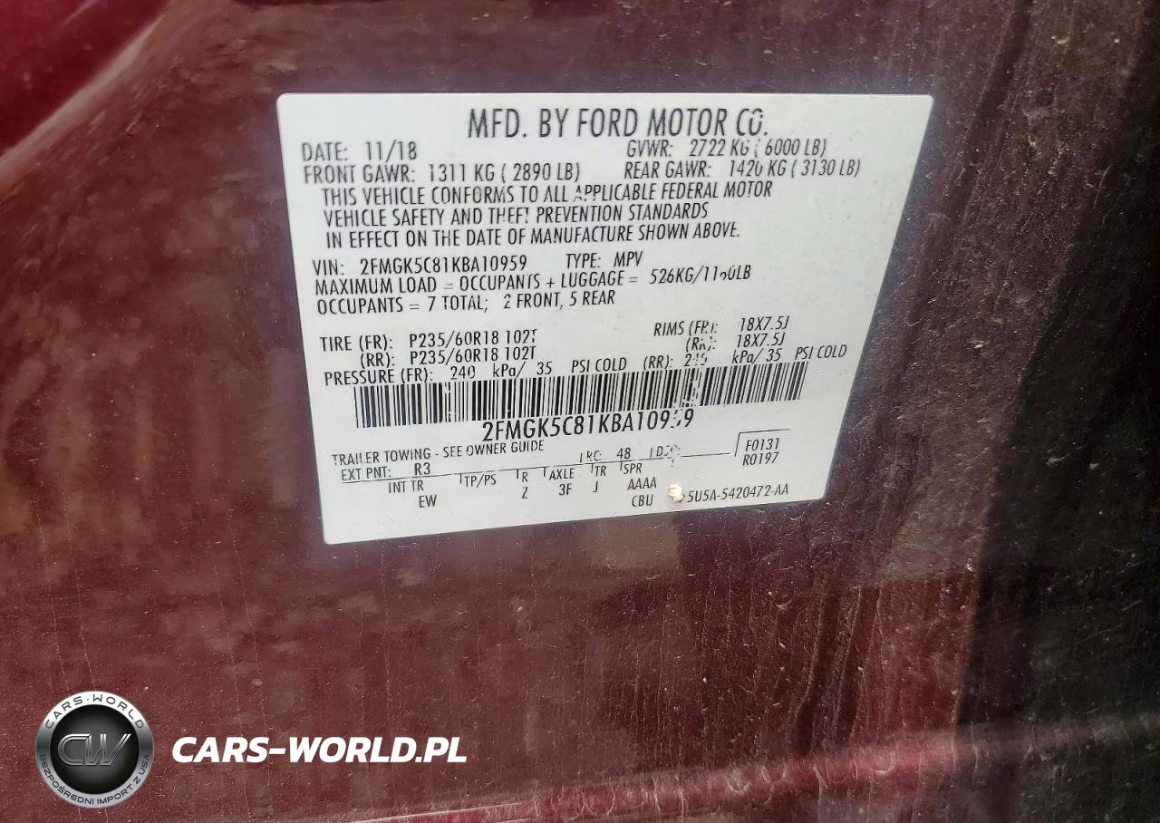 2019 Ford Flex Sel VIN:2FMGK5C81KBA10959 - 13