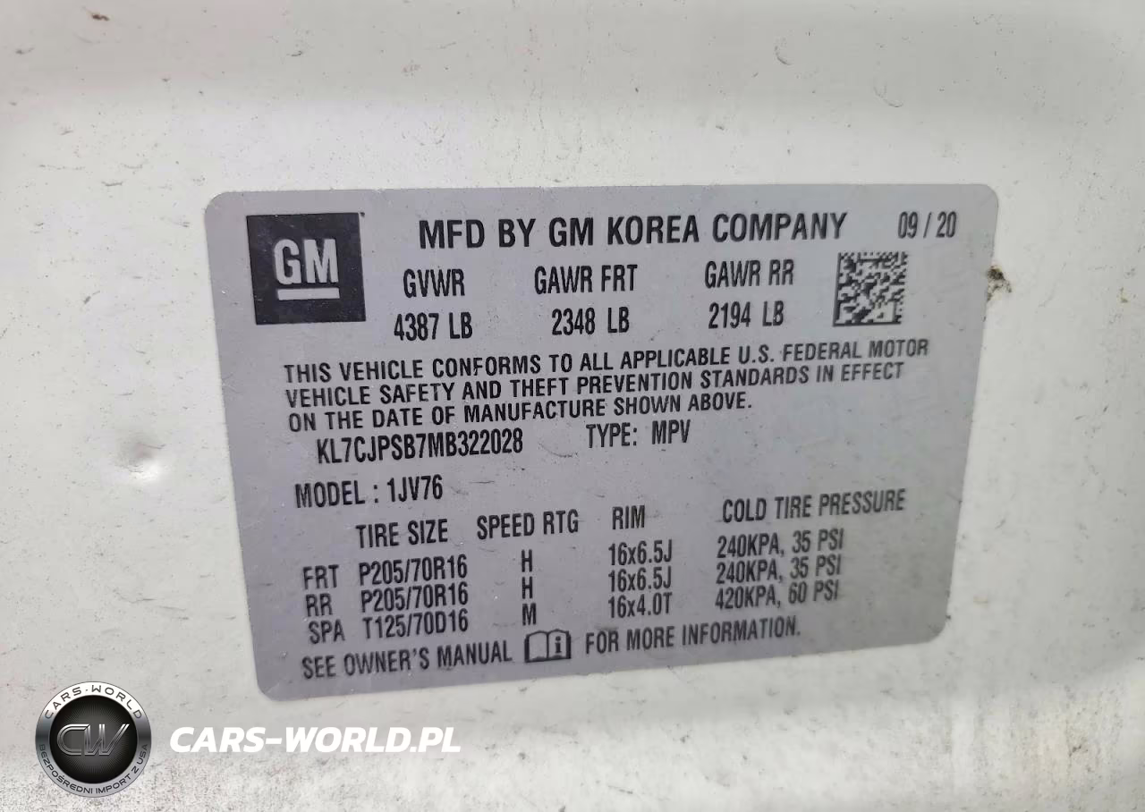 2021 Chevrolet Trax 1Lt VIN:KL7CJPSB7MB322028 - 13