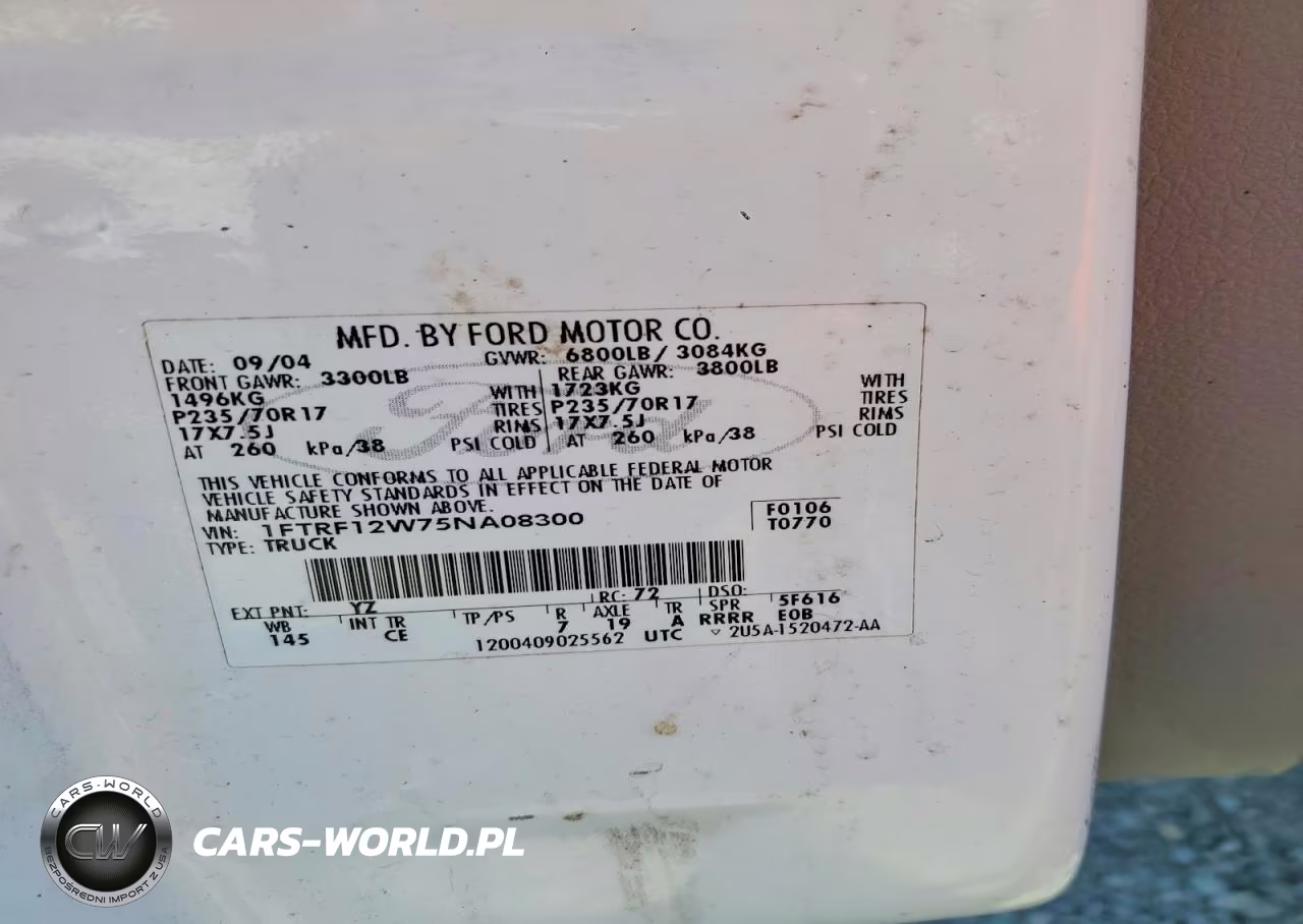 2005 Ford F150 VIN:1FTRF12W75NA08300 - 12