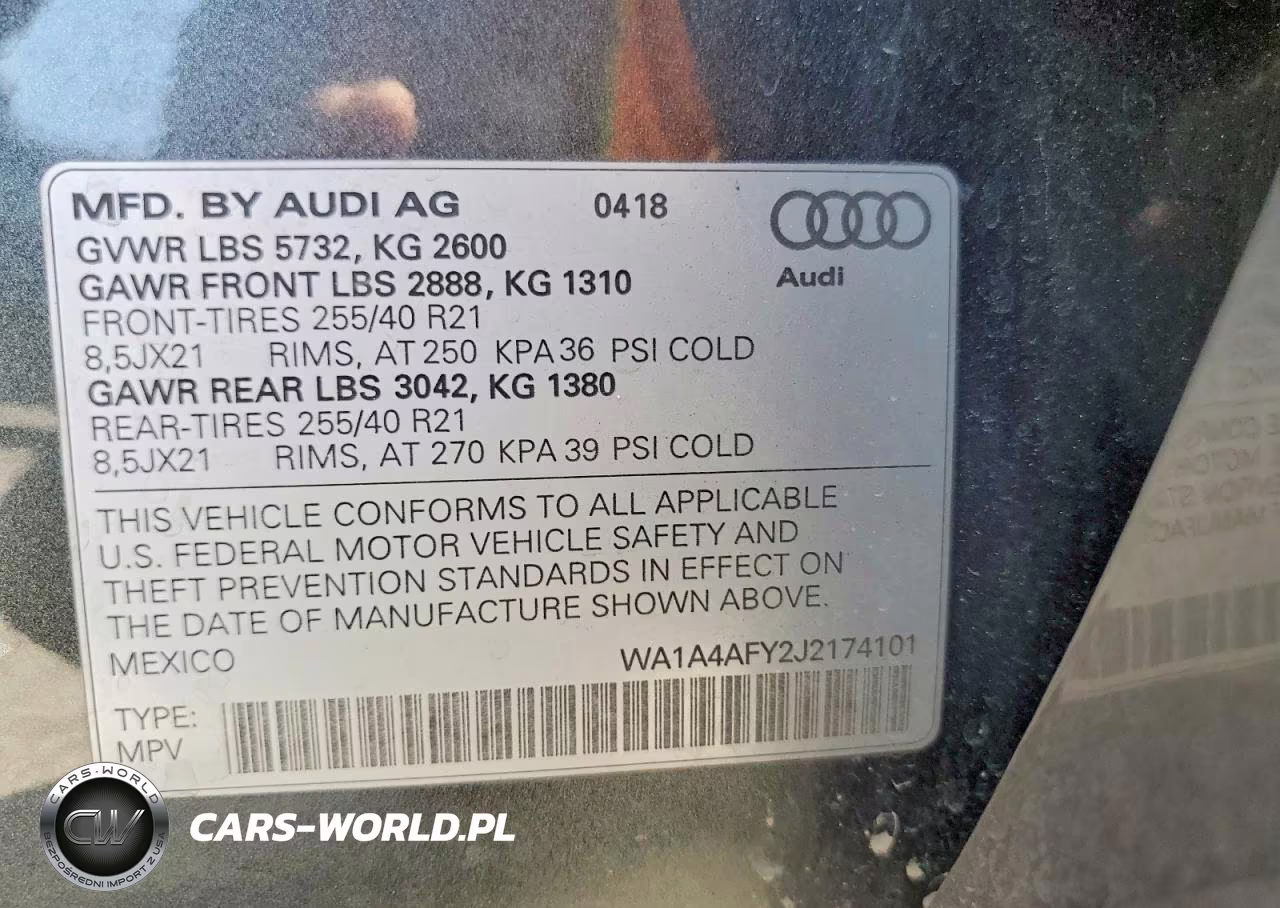 2018 Audi Sq5 Premium Plus VIN:WA1A4AFY2J2174101 - 14