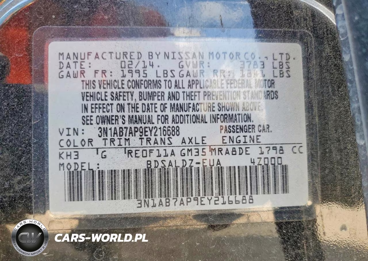 2014 Nissan Sentra Sv VIN:3N1AB7AP9EY216688 - 14