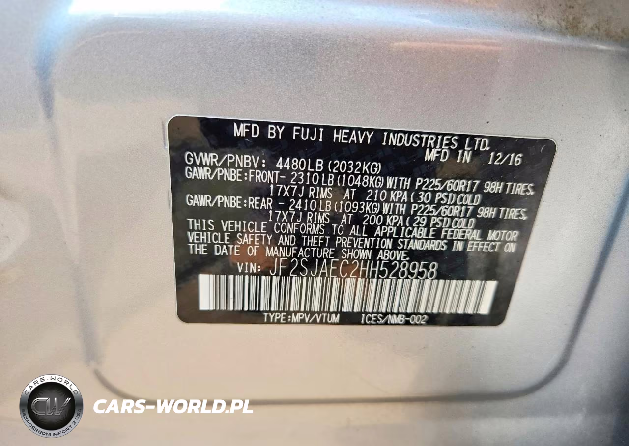 2017 Subaru Forester 2.5I Premium VIN:JF2SJAEC2HH528958 - 12