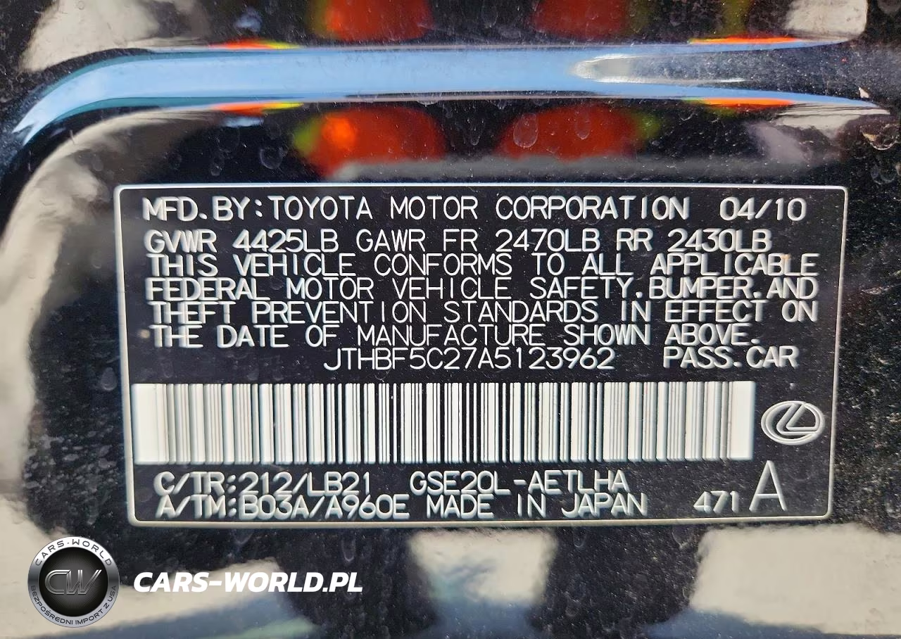 2010 Lexus Is 250 Base VIN:JTHBF5C27A5123962 - 13