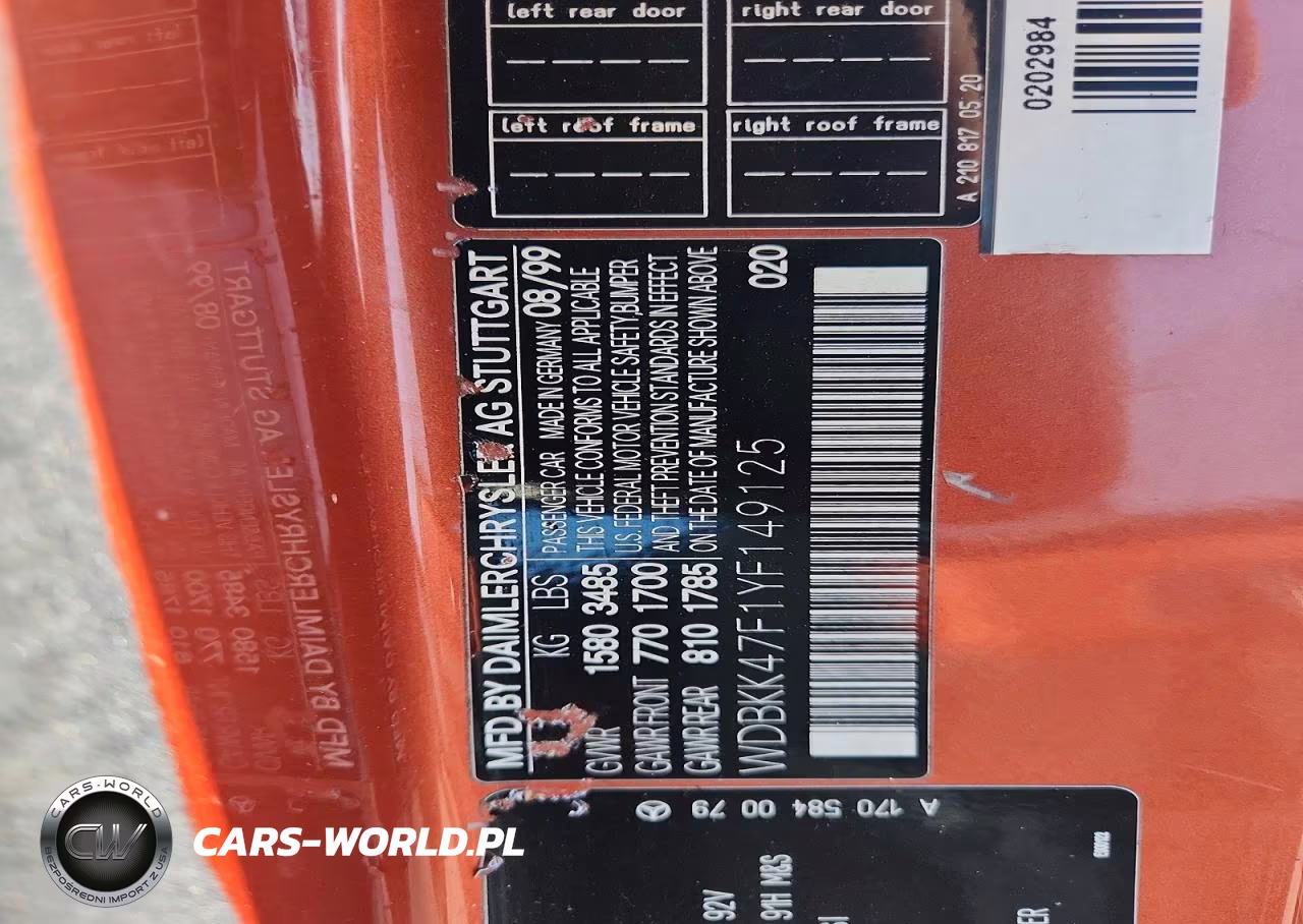 2000 Mercedes-Benz Slk 230 Kompressor VIN:WDBKK47F1YF149125 - 12
