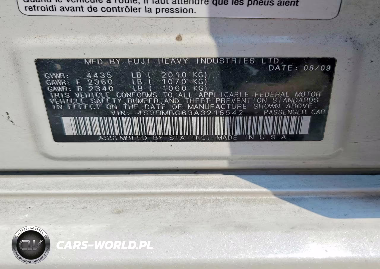 2010 Subaru Legacy 2.5I Premium VIN:4S3BMBG63A3216542 - 13