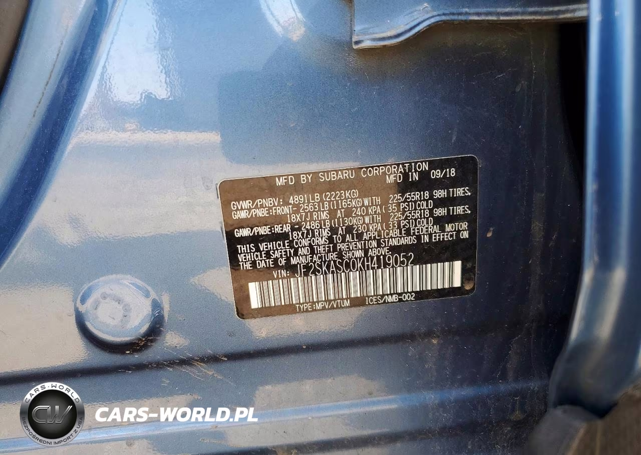 2019 Subaru Forester Limited VIN:JF2SKASC0KH419052 - 12