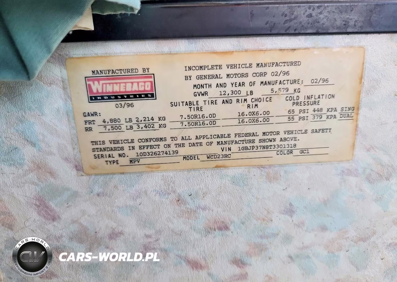 1996 Winnebago Rv VIN:1GBJP37N8T3301318 - 10