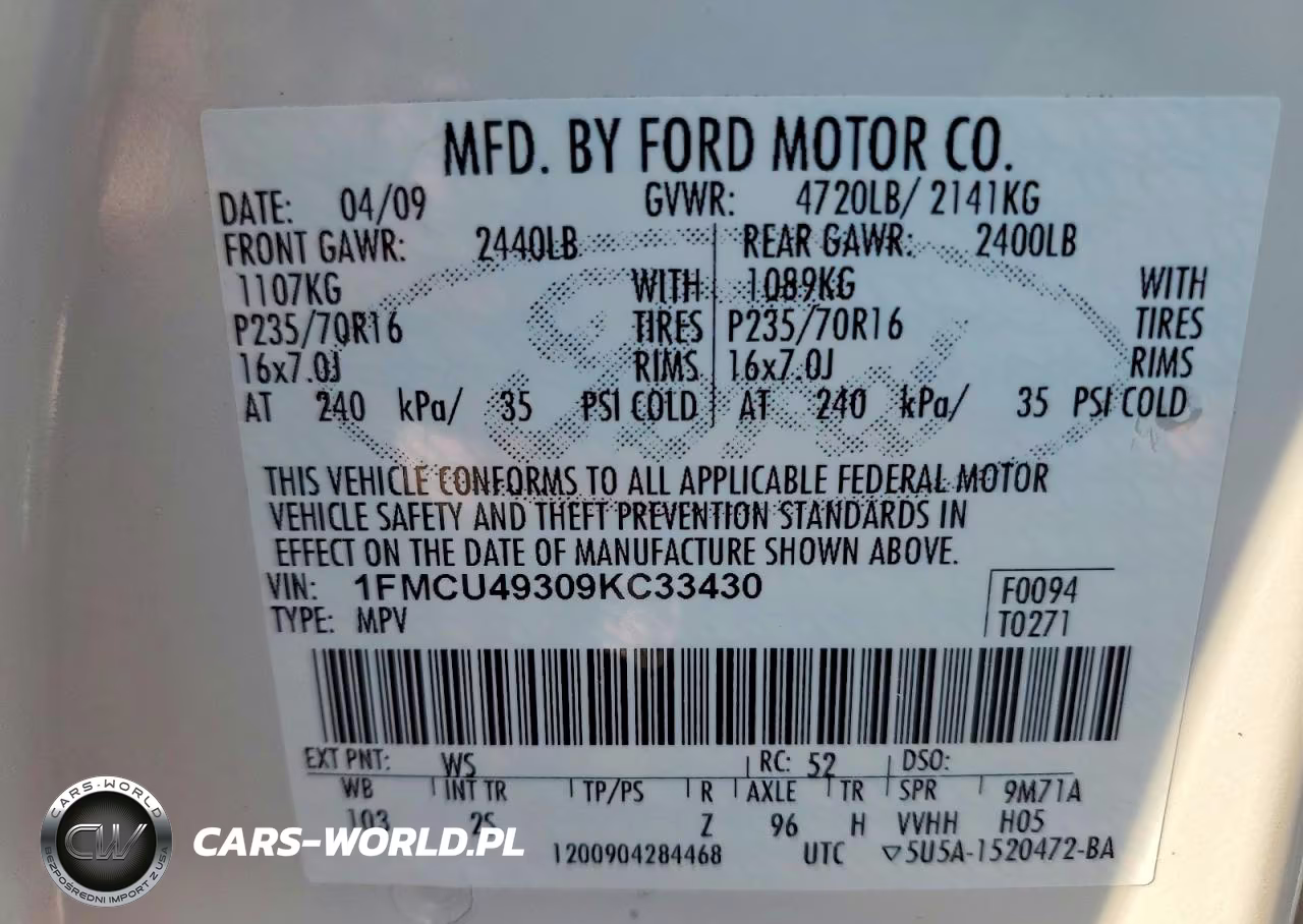 2009 Ford Escape Hybrid VIN:1FMCU49309KC33430 - 13
