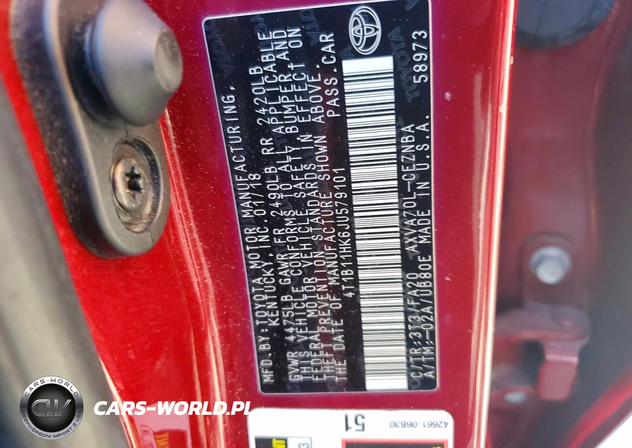 2018 Toyota Camry Le VIN:4T1B11HK6JU579101 - 12