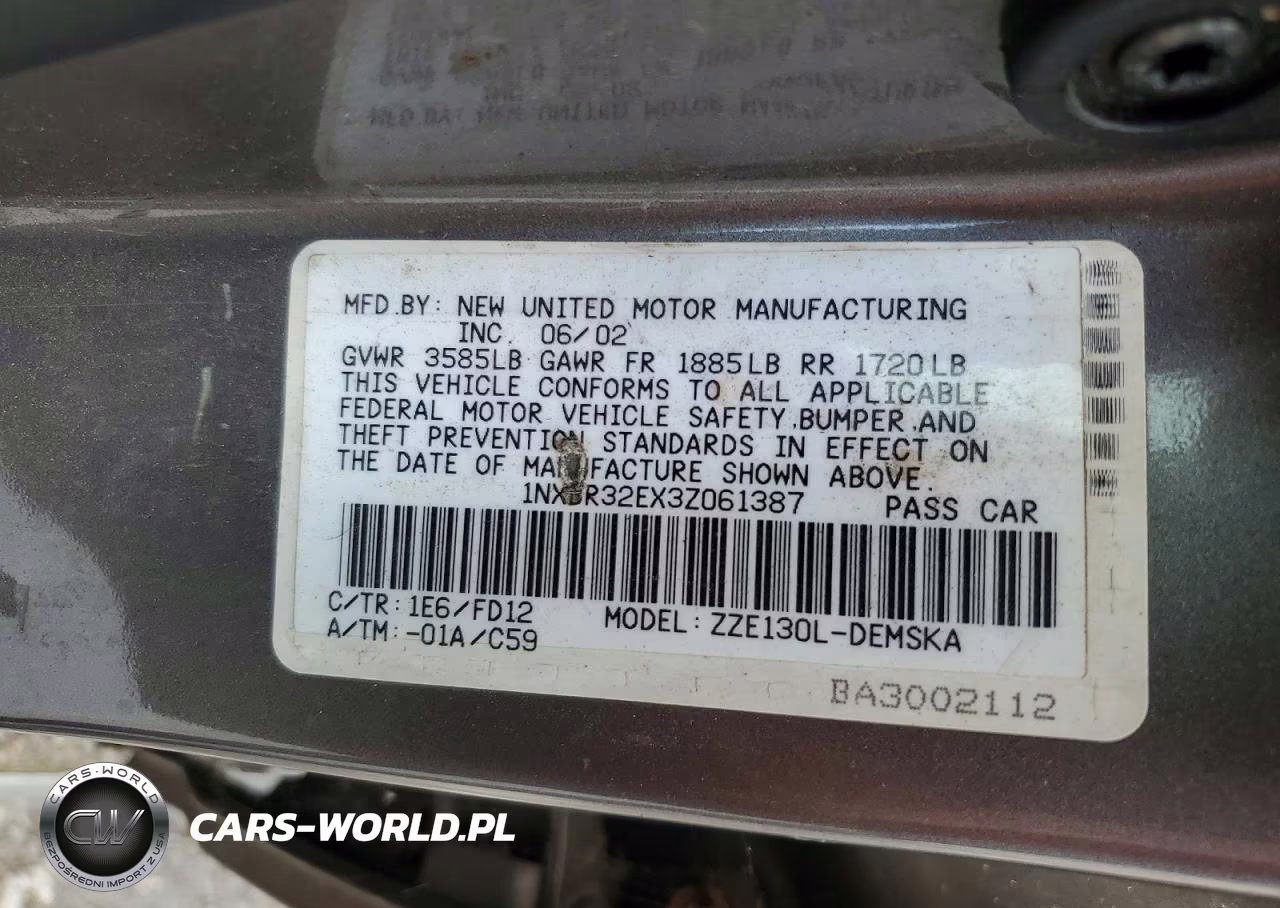 2003 Toyota Corolla S VIN:1NXBR32EX3Z061387 - 12