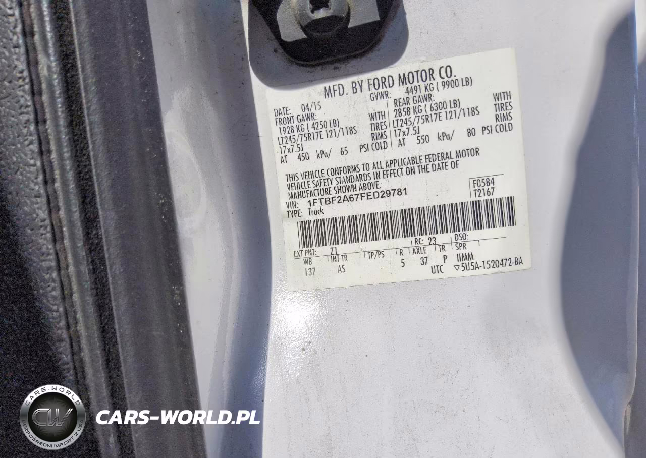 2015 Ford F250 Super Duty VIN:1FTBF2A67FED29781 - 12