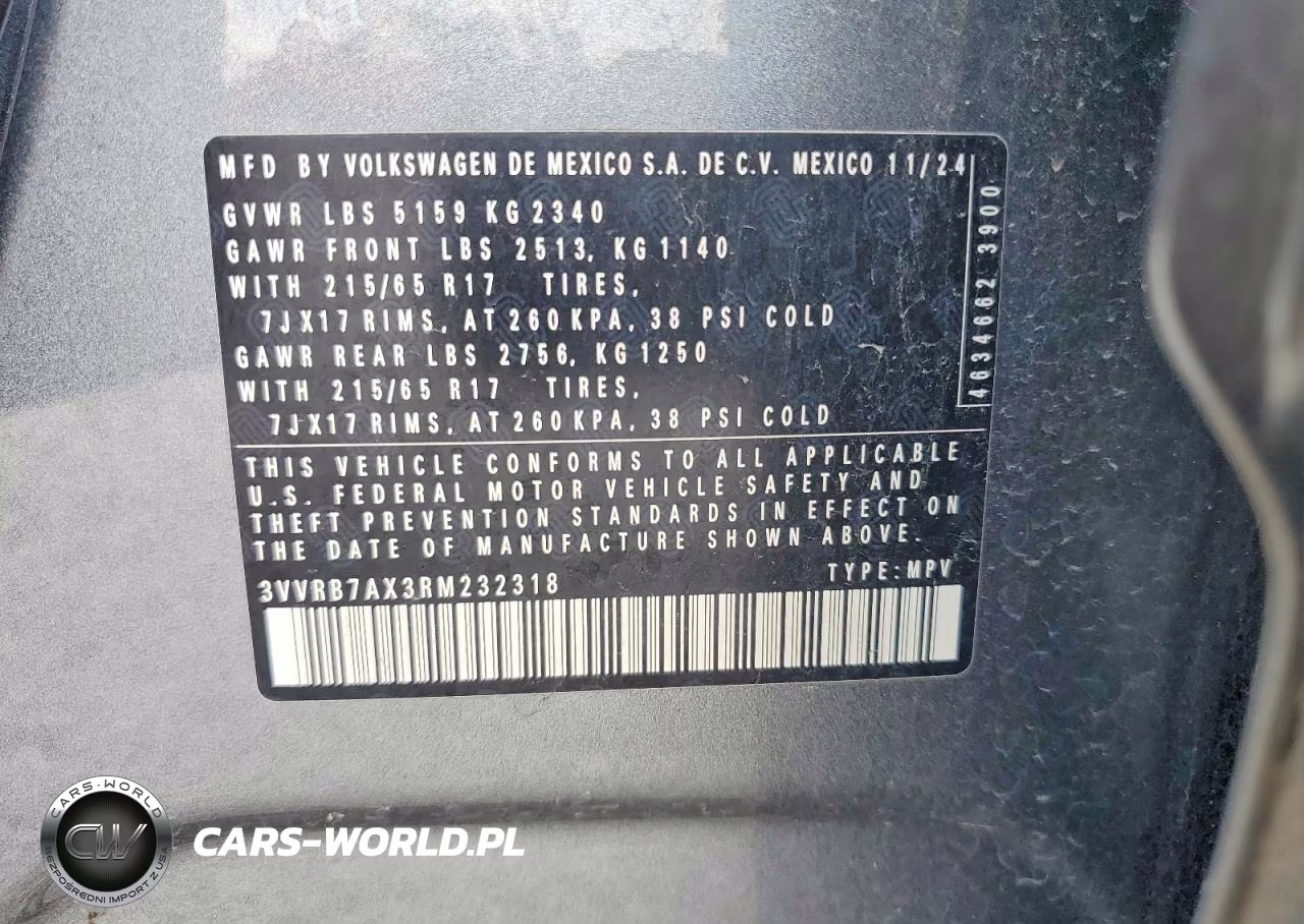 2024 Volkswagen Tiguan S VIN:3VVRB7AX3RM232318 - 14