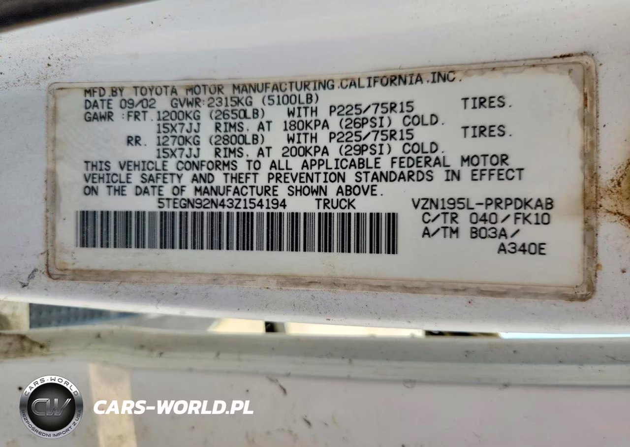 2003 Toyota Tacoma Prerunner V6 VIN:5TEGN92N43Z154194 - 13