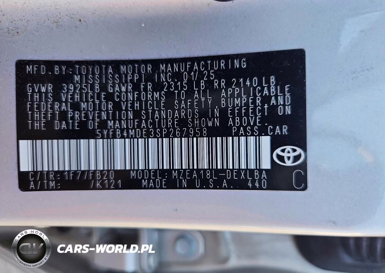 2025 Toyota Corolla Le VIN:5YFB4MDE3SP267958 - 12